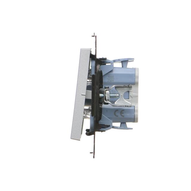 Simon 55 Łącznik pojedynczy jednobiegunowy z podświetleniem LED szybkozłączka Aluminium mat TW1L.01/143 KONTAKT