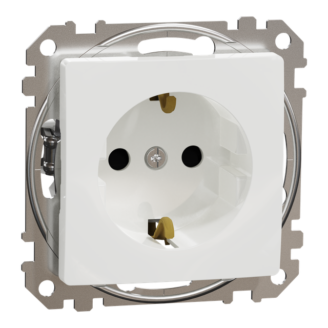 Sedna Design & Elements, gniazdo schuko z przesłonami, białe