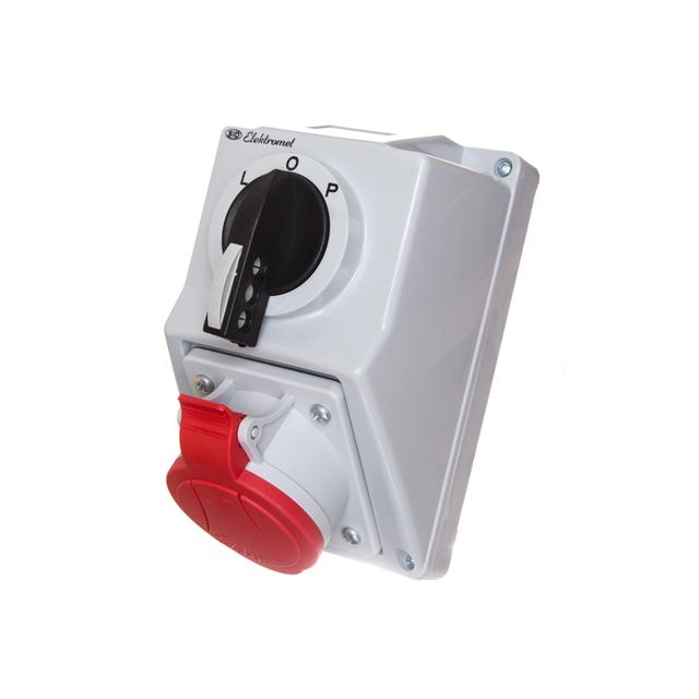 Zestaw C32-48N Zmiana kierunku obrotów L-0-P Gniazdo 3P+N+Z IP-54; przystosowane do zamknięcia na kł