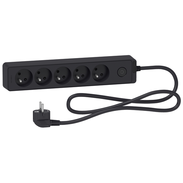 Odace, przedłużacz 5-gniazdowy z łącznikiem 1,5m antracyt