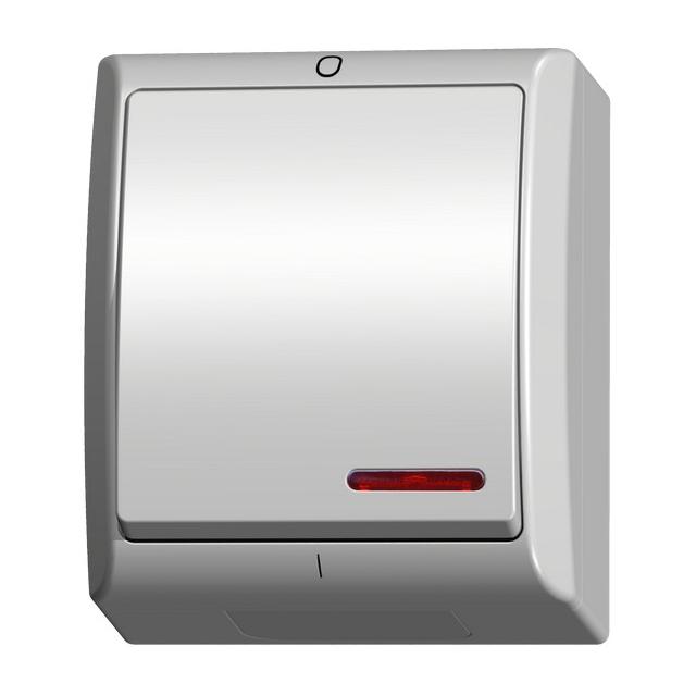 FALA Łącznik dwubiegunowy z podświetleniem pomarańczowym - kolor biały