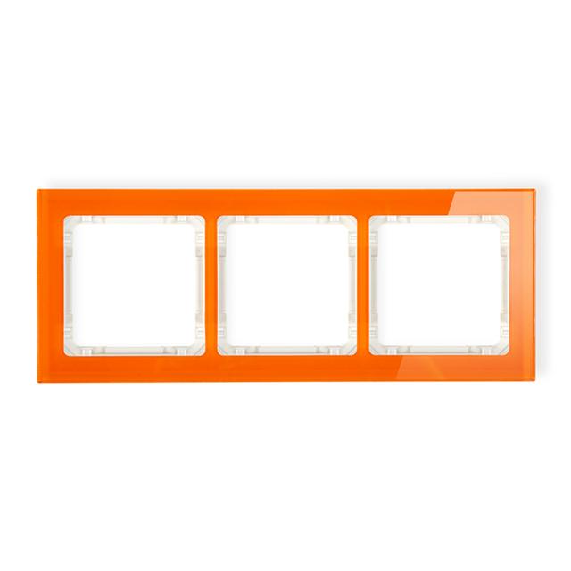 DECO Ramka uniwersalna potrójna - efekt szkła (ramka: pomarańczowa; spód: beżowy)