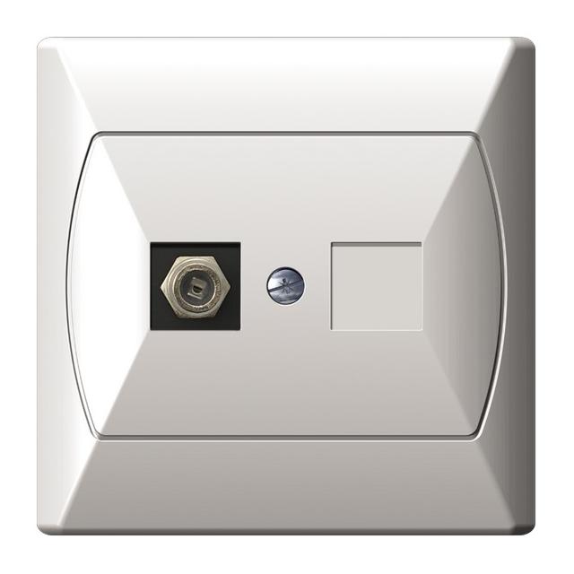 AKCENT Gniazdo antenowe typu F pojedyncze - kolor biały