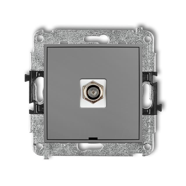 MINI Mechanizm gniazda antenowego pojedynczego typu F (SAT) niklowany, bez pola opisowego szary mat