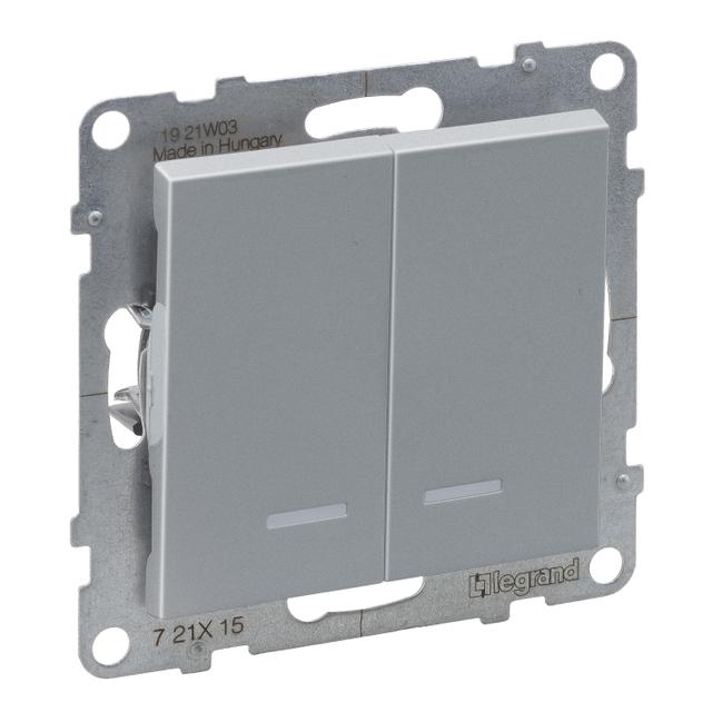 Suno Łącznik Świecznikowy Z Podświetleniem - 10 Ax - 250V - Zaciski Automatyczne Aluminium 721315 LEGRAND