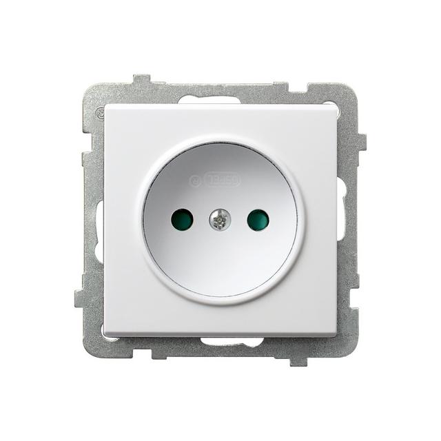 SONATA Gniazdo pojedyncze z przesłonami torów prądowych - kolor biały mat