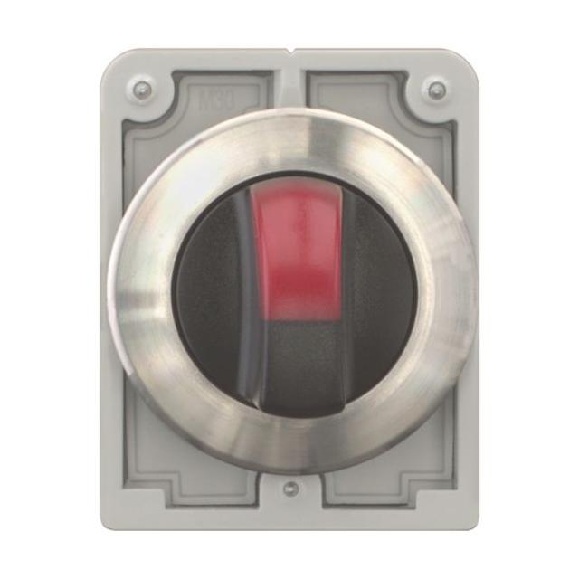 M30I-FWRLK-R Przełącznik piórkowy podświetlany 30mm czerwony 2-pozycyjny bez samopowrotu stal nierdz