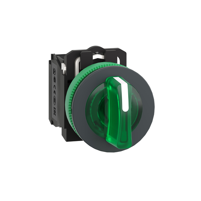 Harmony XB5 Przełącznik podświetlany zlicowany plastik zielony fi30 3 położeniowy stabilny 24 V AC/DC 1 XB5FK133B5 Schneider