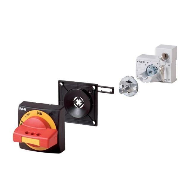 NZM1-XTVDKLR Rękojeść obrotowa nadrzwiowa NZM1 czerwono-żółta z zamkiem i kluczykiem 172529 EATON