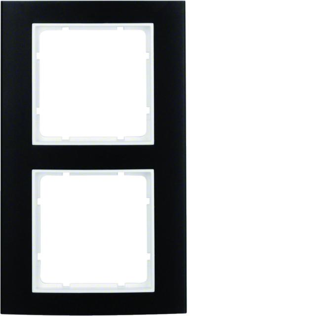 BERKER B.3 Ramka podwójna aluminium czarna/biała 10123025 HAGER