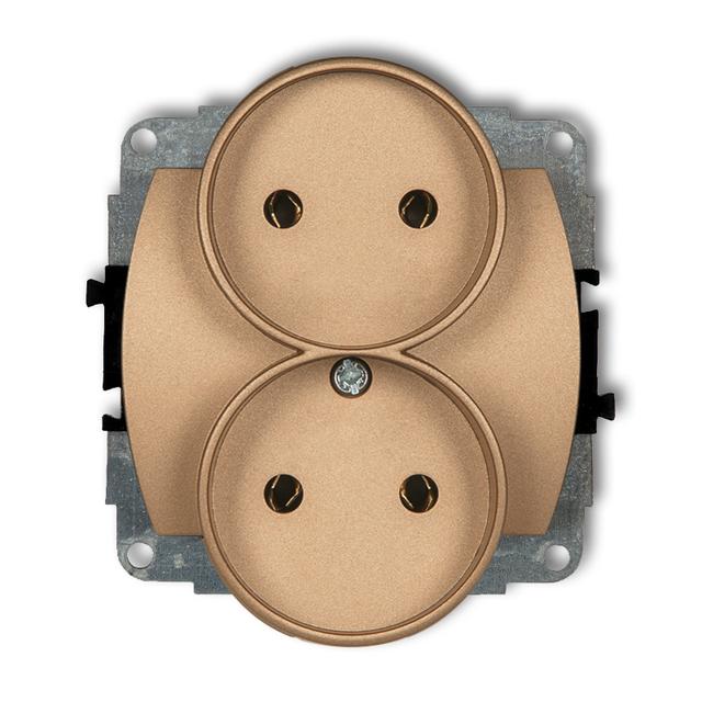 TREND Mechanizm gniazda podwójnego do ramki poziomej bez uziemienia 2x2P (przesłony torów prądowych)