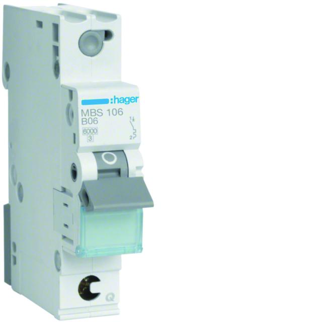 MCB Wyłącznik nadprądowy 6kA 1P B6A QuickConnect MBS106 HAGER