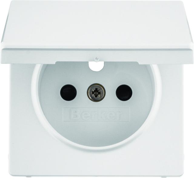 BERKER Q.x Płytka czołowa z przysłonami styków do gniazda z uziemieniem z pokrywą biały 3965436089 H