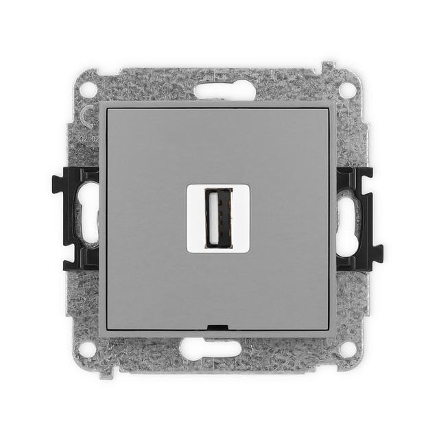 MINI Gniazdo pojedyncze USB A-A 2.0, bez pola opisowego szary mat 27MGUSBBO-1 KARLIK