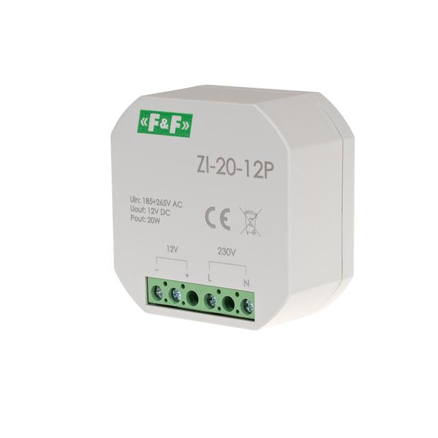 Zasilacz impulsowy do puszki 12V 20W ZI-20-12P F&F