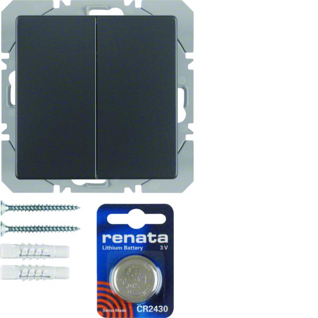 BERKER Q.x KNX RF quicklink Przycisk radiowy podwójny płaski antracyt 85656226 HAGER