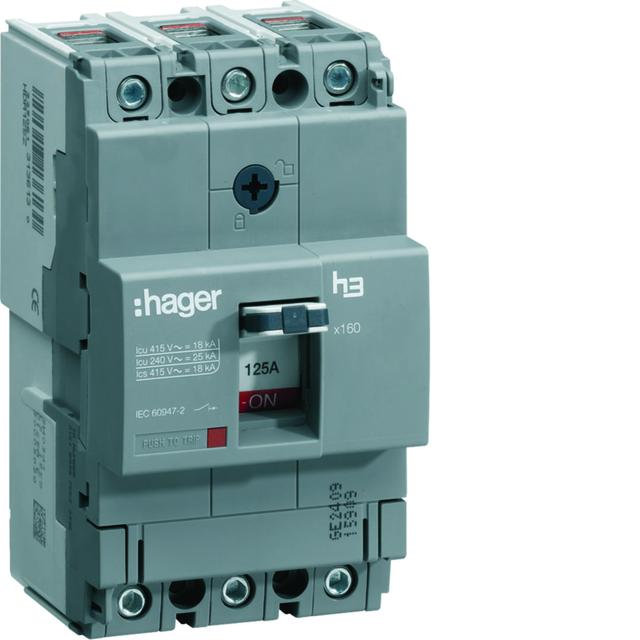 Wyłącznik mocy x160 3P 25kA 125A HHA125H HAGER