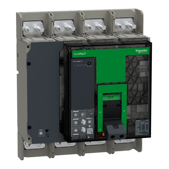 Wyłącznik mocy ComPacT NS630bN 50kA przy 415VAC 4P stacjonarny sterowanie ręczne MicroLogic 6.0 63 C063N460FM Schneider