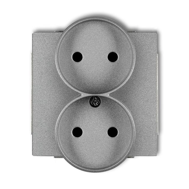 DECO Mechanizm gniazda podwójnego do ramki bez uziemienia 2x2P (przesłony torów prądowych) srebrny m