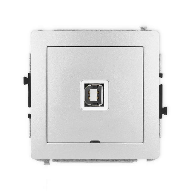 DECO Mechanizm gniazda pojedynczego USB A-B 2.0, bez pola opisowego srebrny metalik