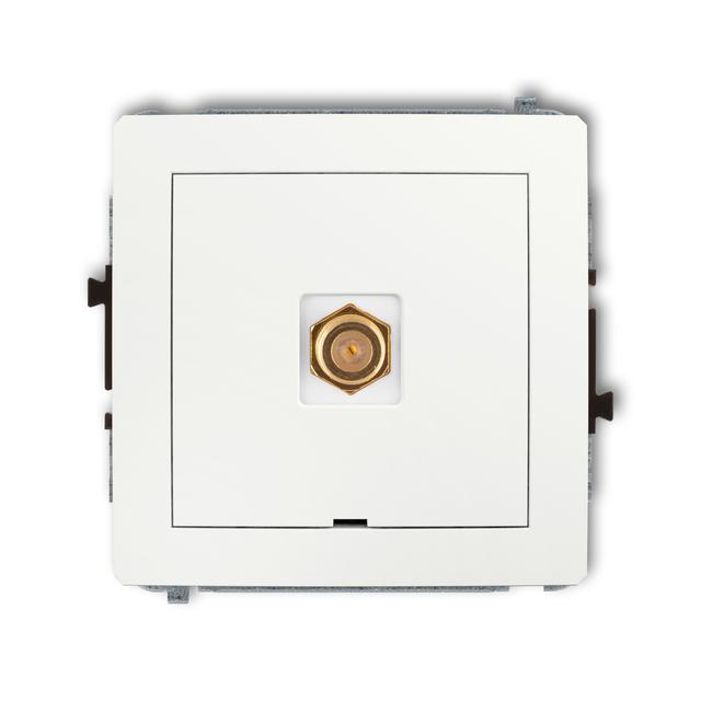 DECO Mechanizm gniazda antenowego pojedynczego typu F (SAT) pozłacany, bez pola opisowego biały mat