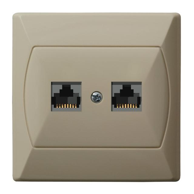 AKCENT Gniazdo komputerowe podwójne, kat. 5e MMC - kolor beżowy