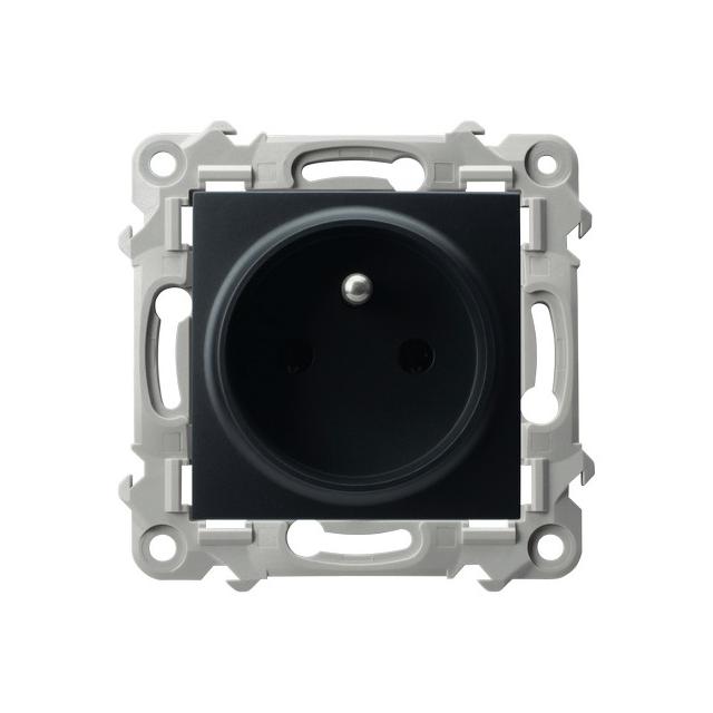 SZAFIR Gniazdo pojedyncze z uziemieniem - kolor czarny metalik