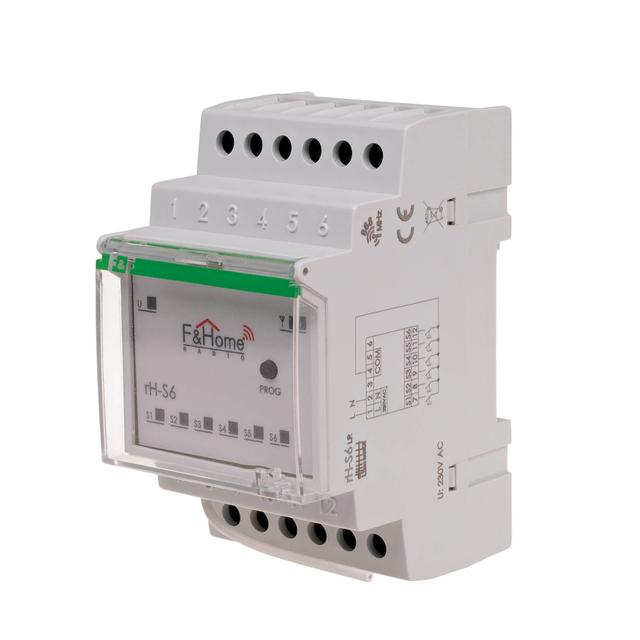 Moduł radiowy 6 wejść na szynę DIN - Long Range rH-S6-LR F&F