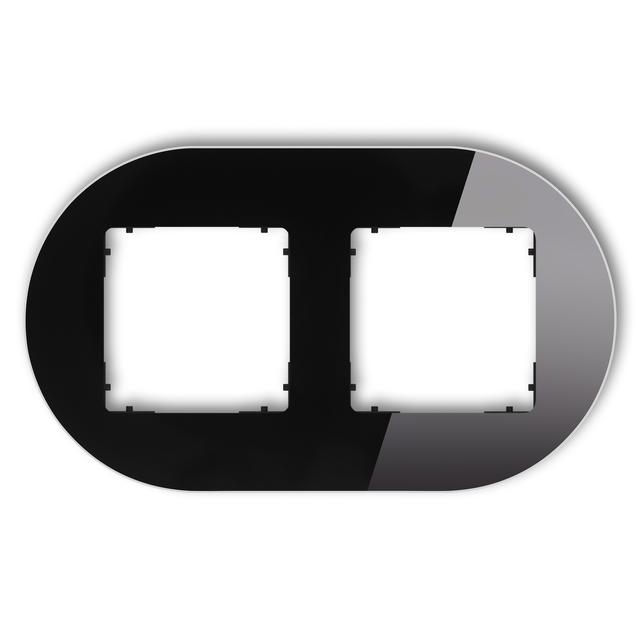 ICON Ramka uniwersalna podwójna okrągła - efekt szkła (ramka: czarna; spód: czarny) czarny