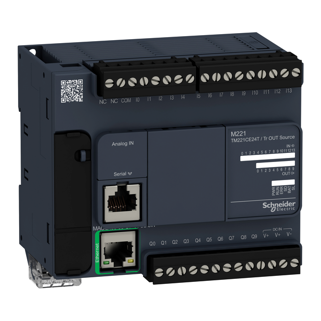 Modicon M221 sterownik kompaktowy port szeregowy RJ45 Ethernet 14 wejść 10 wyjść tranzystorowych PNP