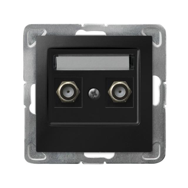 IMPRESJA Gniazdo antenowe typu F podwójne - kolor czarny metalik