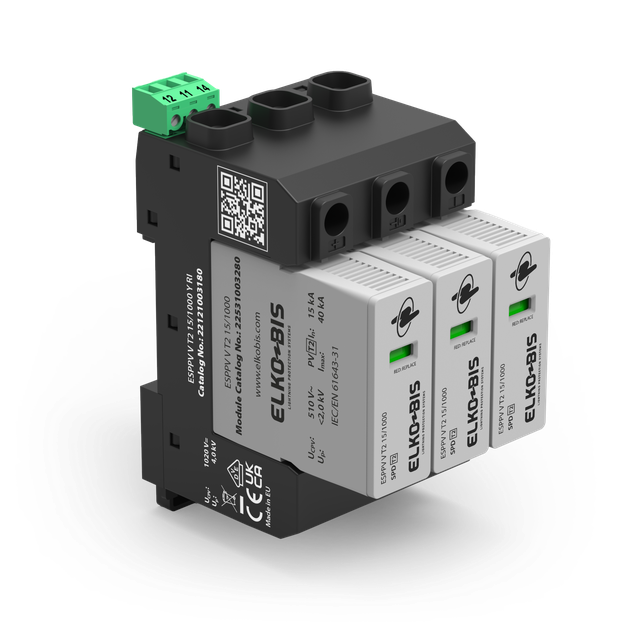 ESPPV V Ogranicznik przepięć PV T2 15kA 1020V DC układ Y 22121003080 ELKO-BIS
