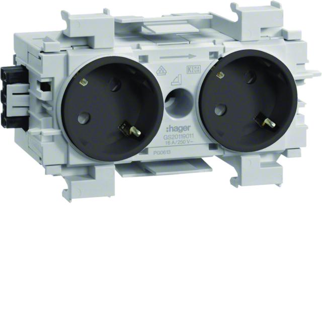 tehalit.WA Gniazdo SCHUKO 2-krotne 45st. WAGO montaż krawędziowy antracyt GS20119011 HAGER