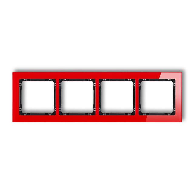 DECO Ramka uniwersalna poczwórna - efekt szkła (ramka: czerwona; spód: czarny)