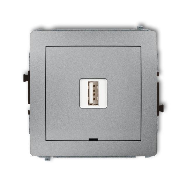 DECO Mechanizm ładowarki USB pojedynczej USB A, 5W max., 5V, 1A, bez pola opisowego srebrny metalik
