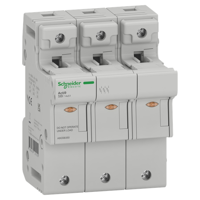 Podstawa bezpiecznikowa, Acti9 SBI, 3P, 50A, rozmiar wkładki 14 x 51mm, SBI-50-3
