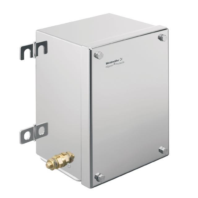 KTB FS 221513 S4E3 Metalowa obudowa iskrobezpieczna, 152 x 229 x 133 mm, element polerowany elektrolitycznie, Płytka kołnierzowa: Tak, na dole, z lewej strony, z prawej /1szt./ 1195680000 WEIDMÜLLER