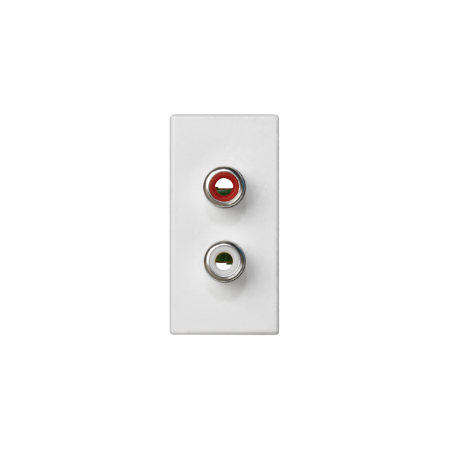 Simon Connect Płytka K45/2 złącz 2x RCA (CINCH) 225x45mm+wkłady z. śrub. czysta biel