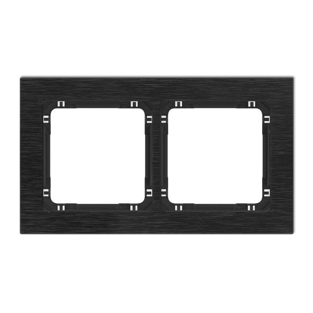 DECO Ramka uniwersalna podwójna - aluminium szczotkowane (ramka: czarna; spód: czarny) czarny