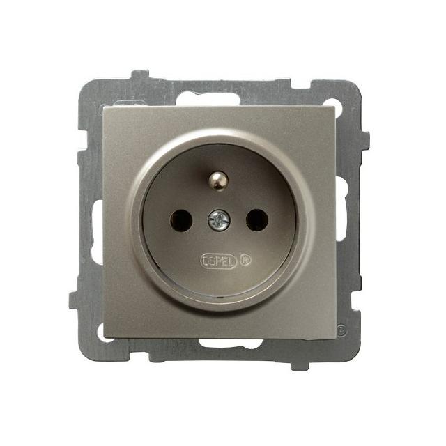 AS Gniazdo pojedyncze z uziemieniem - kolor satyna light