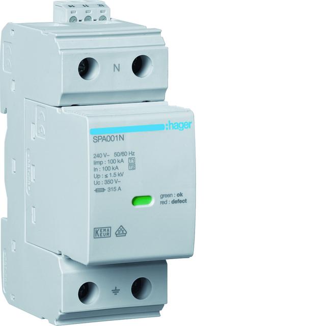 SPD T1 N-PE Iimp=100kA In=100kA Up=? 1,5 kV styk SPA180N HAGER