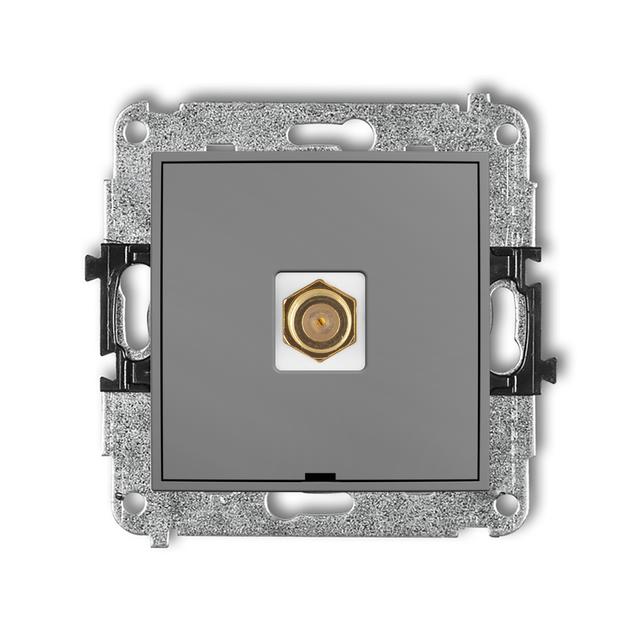 MINI Mechanizm gniazda antenowego pojedynczego typu F (SAT) pozłacany, bez pola opisowego szary mat