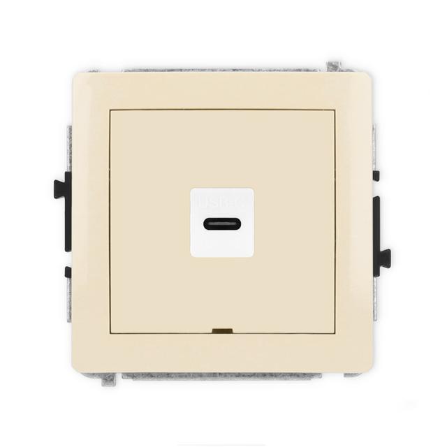 DECO Mechanizm gniazda pojedynczego 1xUSB C-C, bez pola opisowego beżowy