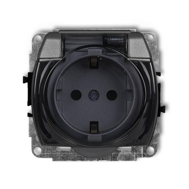 TREND Mechanizm gniazda bryzgoszczelnego z uziemieniem SCHUKO 2P+Z (klapka dymna, przesłony torów pr