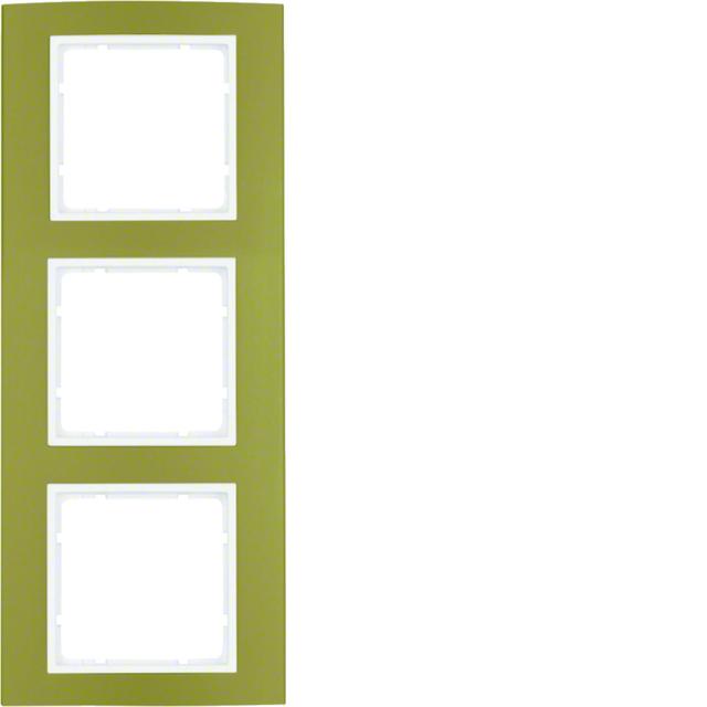 BERKER B.3 Ramka potrójna aluminium złoty/biała 10133046 HAGER