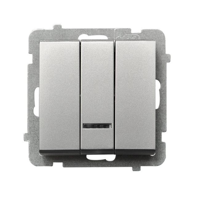 SONATA Łącznik potrójny z podświetleniem niebieskim - kolor srebro mat