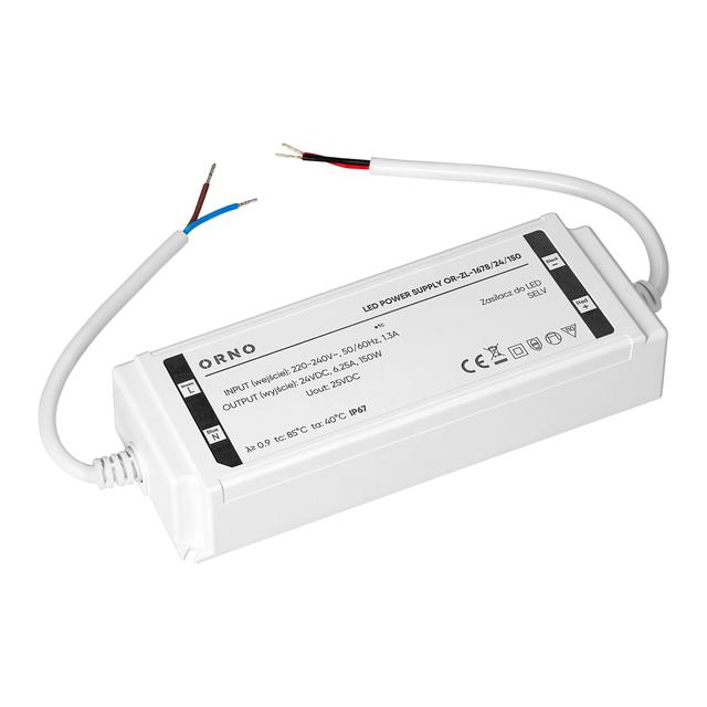 Zasilacz LED, hermetyczny, 24V, 150W, IP67, plastikowa obudowa