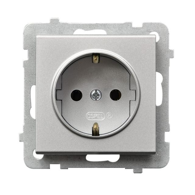 SONATA Gniazdo pojedyncze z uziemieniem schuko - kolor srebro mat