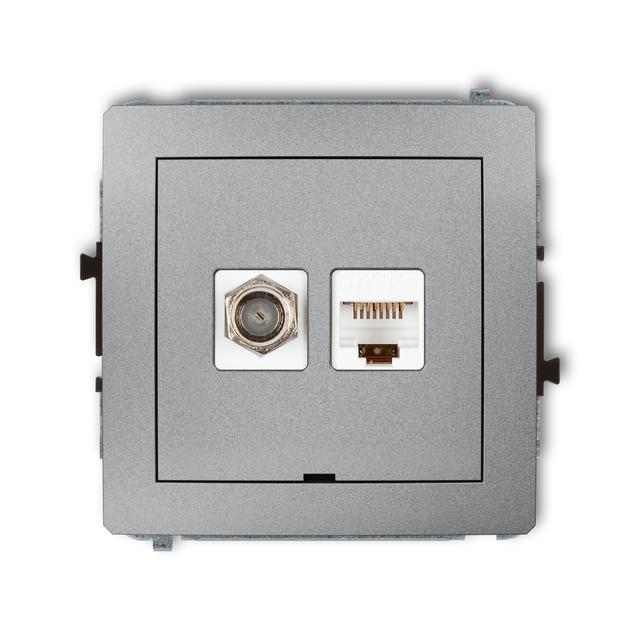 DECO Mechanizm gniazda antenowego poj. typu F (SAT) + gniazda komp. poj. 1xRJ45, kat. 5e, 8-stykowy,