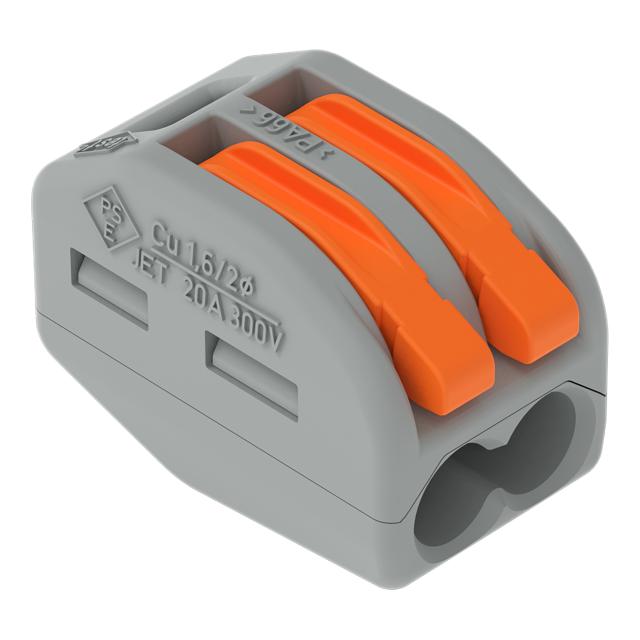 Szybkozłączka z dźwignią 2x 0,08‑4mm2 jasnoszara 222‑412 /50szt./ WAGO